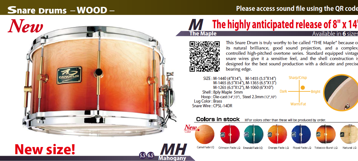 CANOPUS Birch Snare Drum 6.5x14 Royal Fade LQ-www.malaikagroup.com